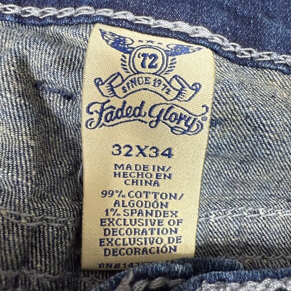 Faded Glory Mens Size W32 L34 Blue Straight Fit Denim Jeans Distressed Style - Picture 4 of 10